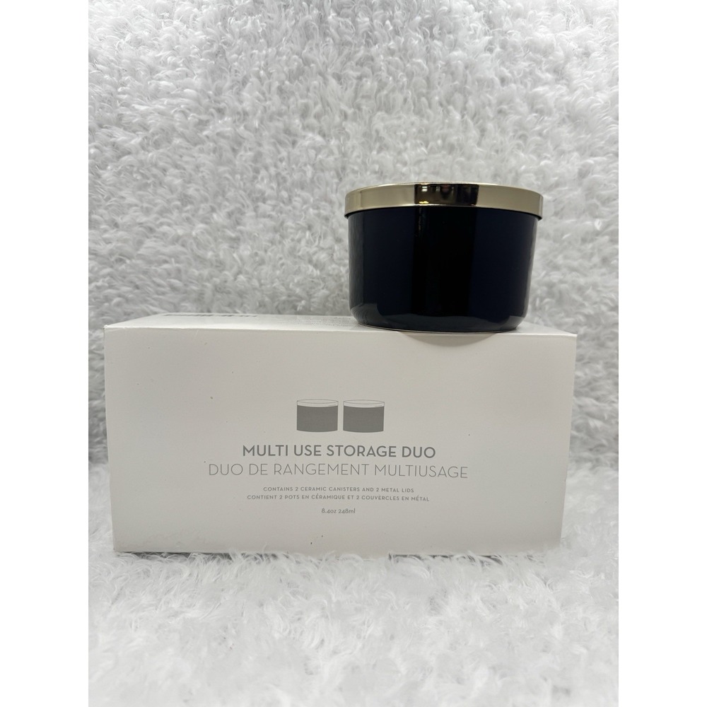 Z Gallerie, Multi Use Storage Duo, 2 Ceramic Canisters With Metal Lids
